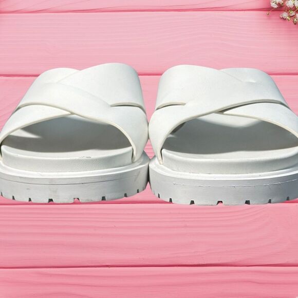 LAUREN Ralph Lauren Kelsie Slide Sandals Women Size 9 White Slip on - Picture 2 of 9